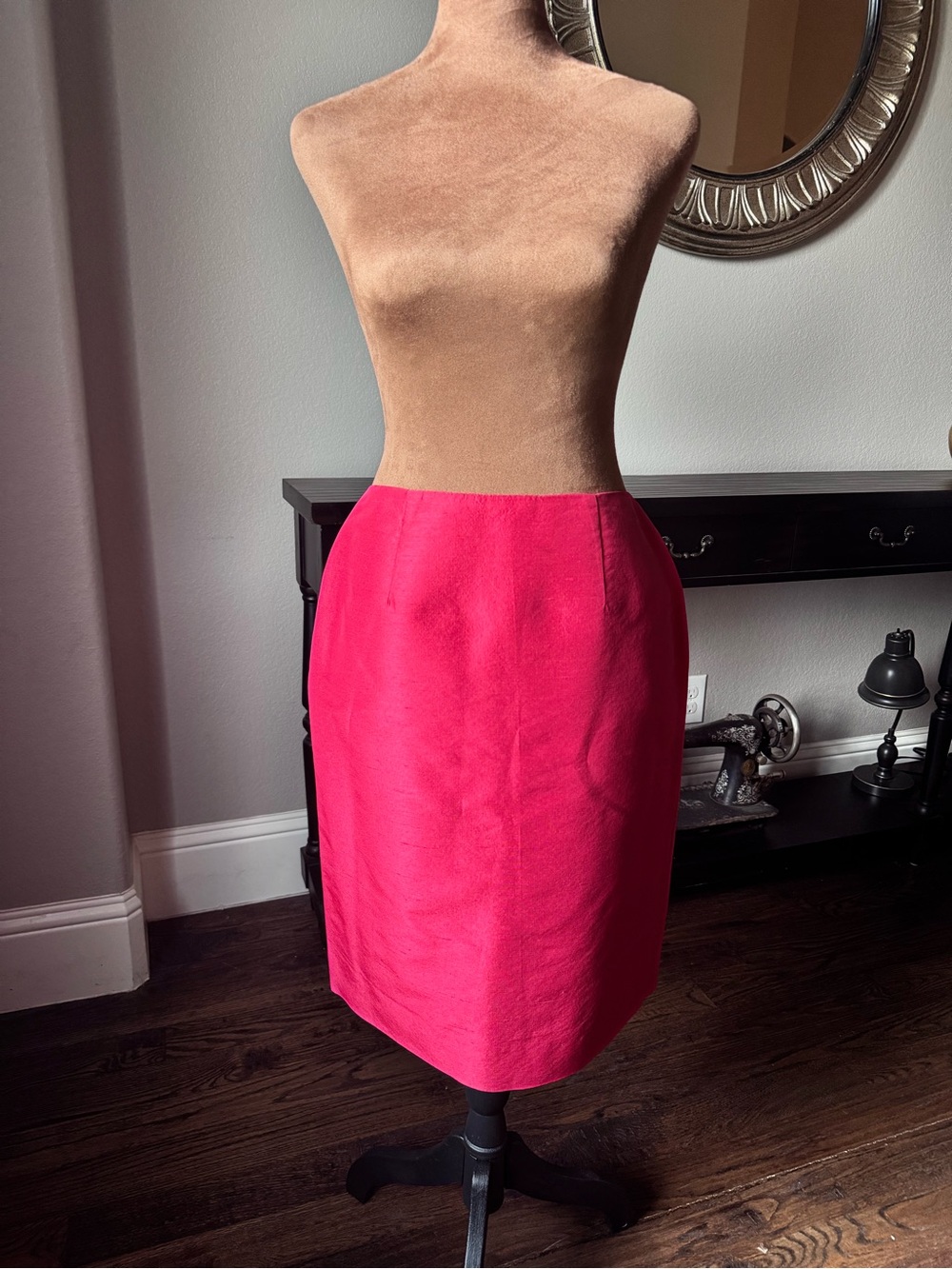 Dana Buchman SILK Raspberry Pink Pencil Skirt Vintage 1980s